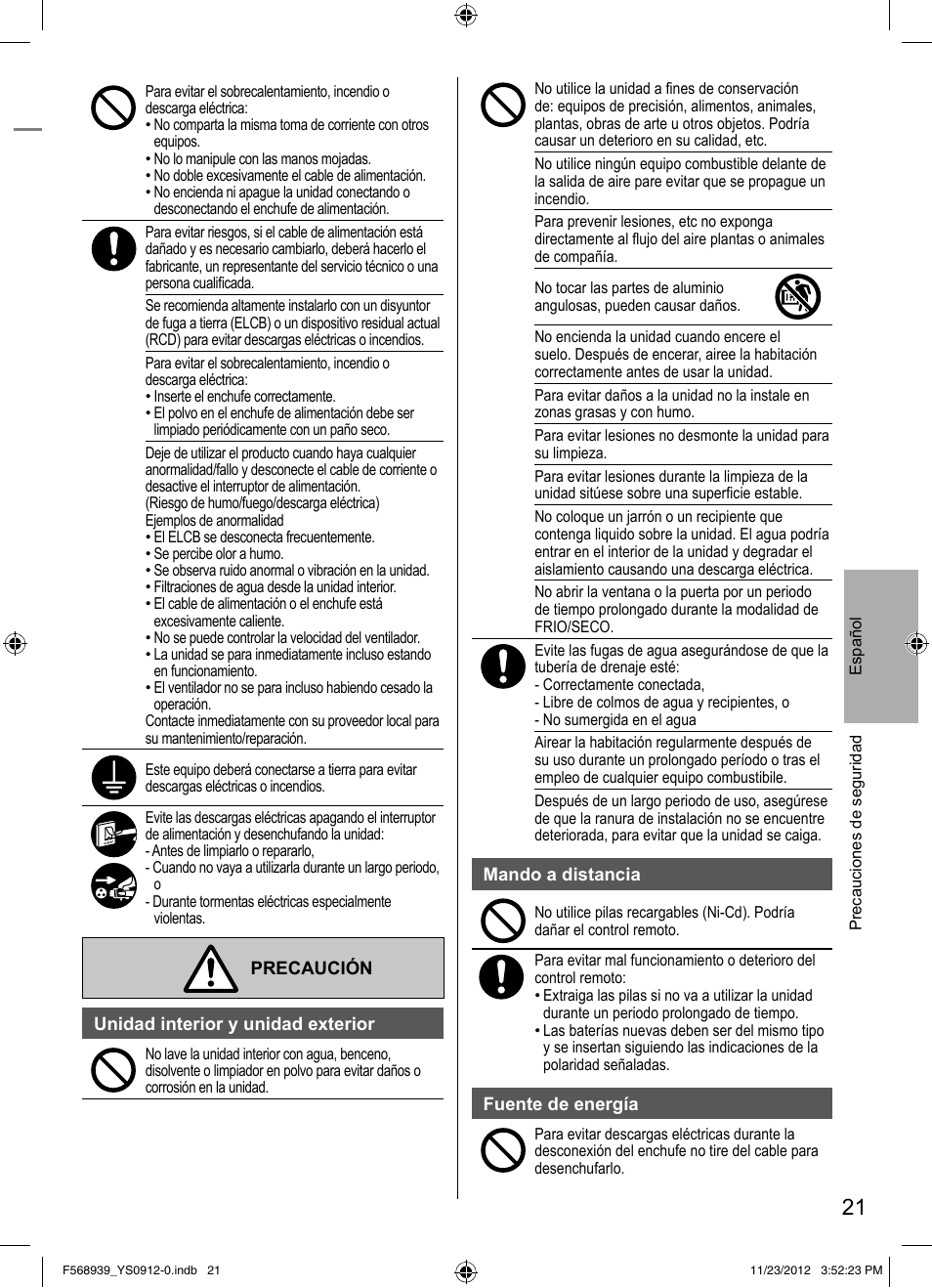 Panasonic CU2RE18PBE User Manual | Page 21 / 52