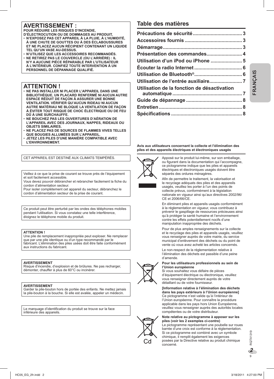 Panasonic SCHC05EG User Manual | Page 9 / 52