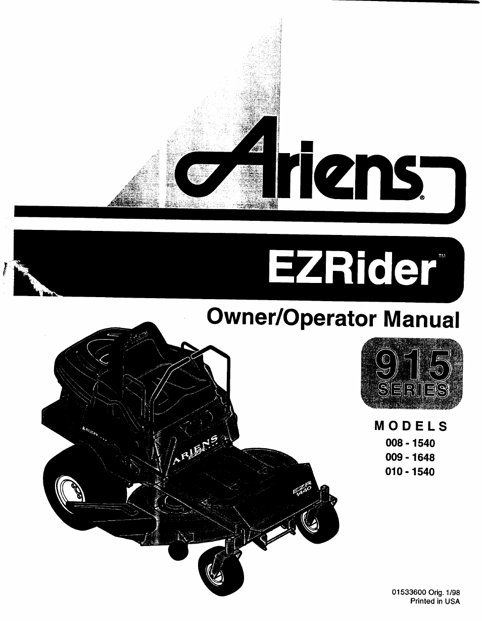 Ariens 009-1648 User Manual | 28 pages