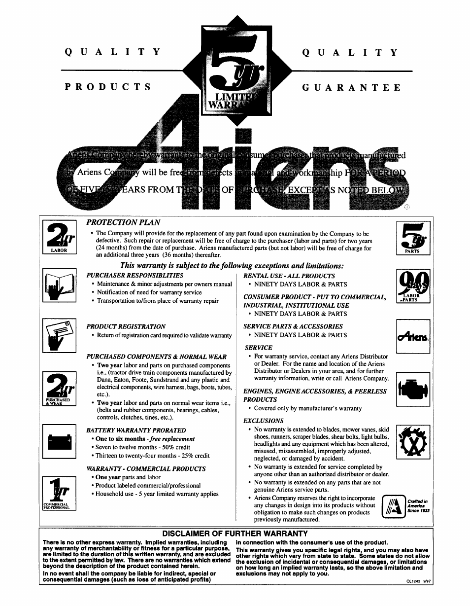 Quality, Products, Ariens will be fre | Ariens 009-1648 User Manual | Page 27 / 28