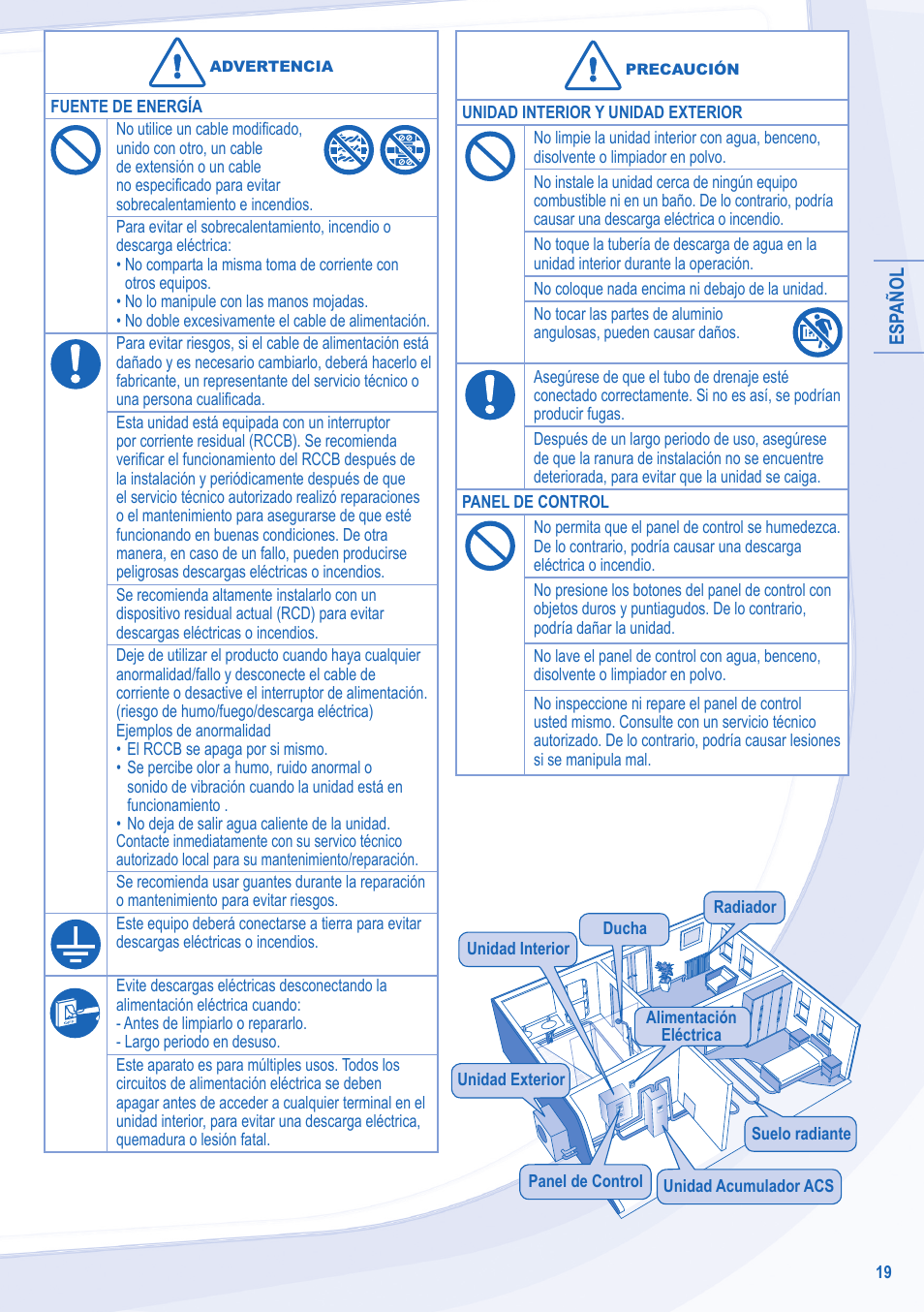 Panasonic WHSXF12D9E8 User Manual | Page 19 / 76
