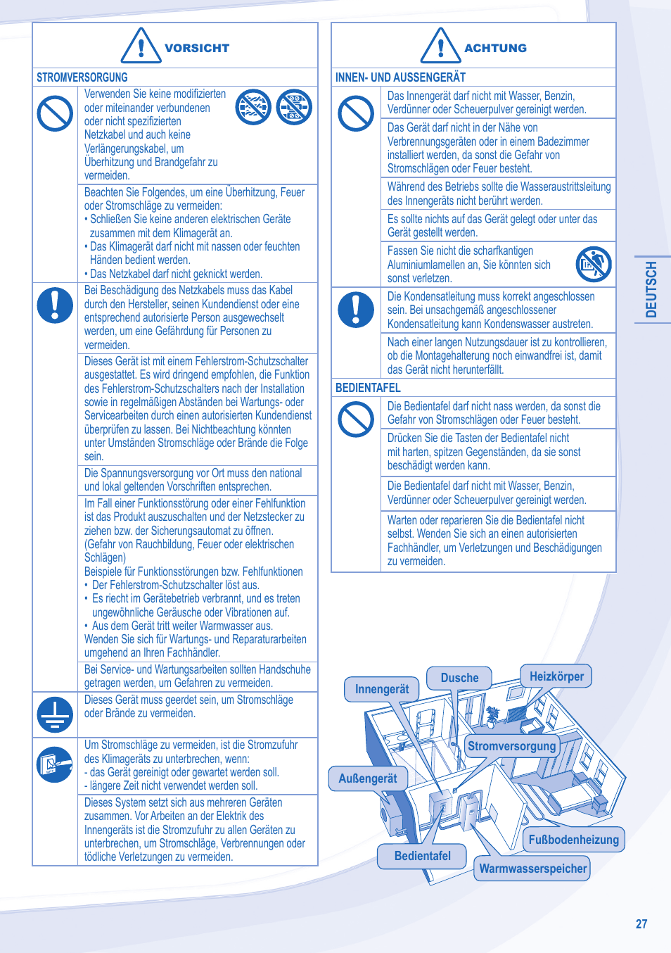 Panasonic WHSXF12D9E8 User Manual | Page 27 / 76