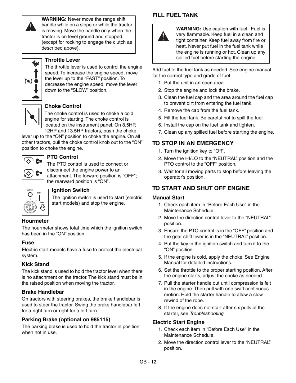 Ariens 985115 User Manual | Page 12 / 24