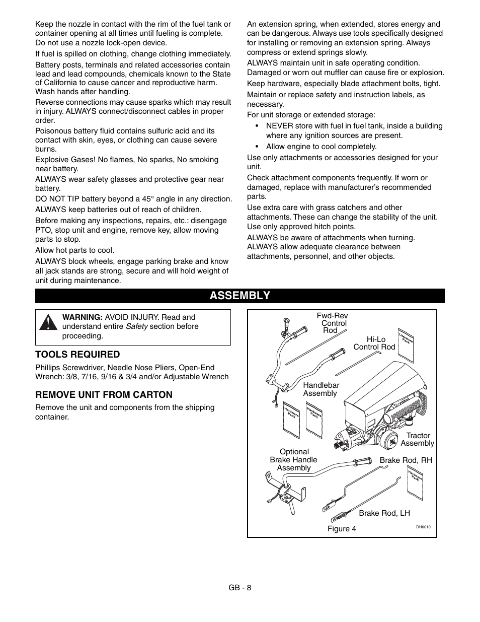 Assembly | Ariens 985115 User Manual | Page 8 / 24