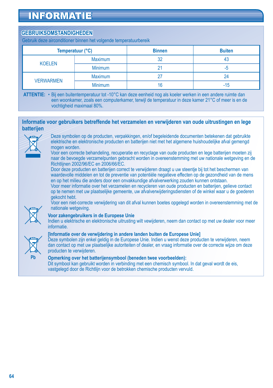 Informatie | Panasonic U5LA1E5 User Manual | Page 64 / 112