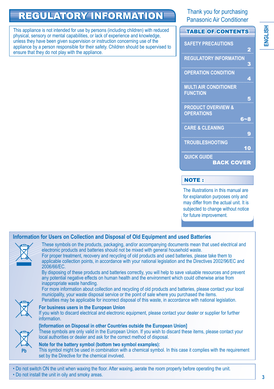Regulatory information | Panasonic CSE10KD3EA User Manual | Page 3 / 92