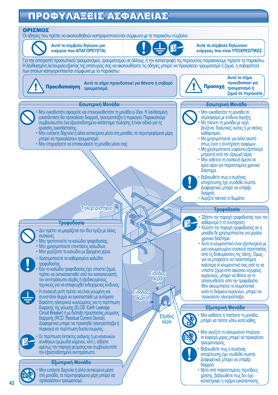 Προφυλαξεισ ασφαλειασ | Panasonic CSE10KD3EA User Manual | Page 42 / 92
