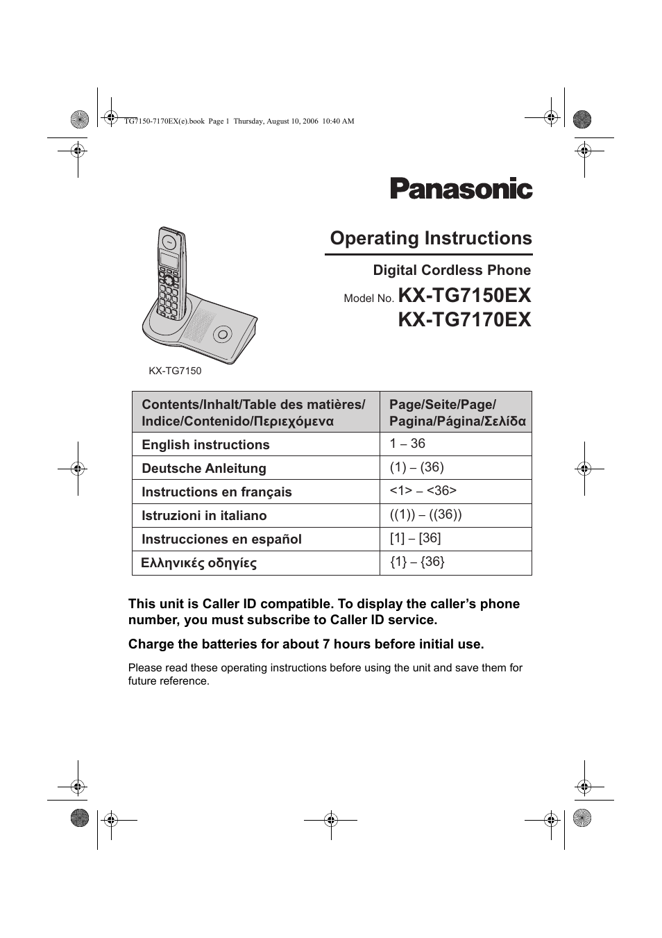 Panasonic KXTG7150EX User Manual | 216 pages