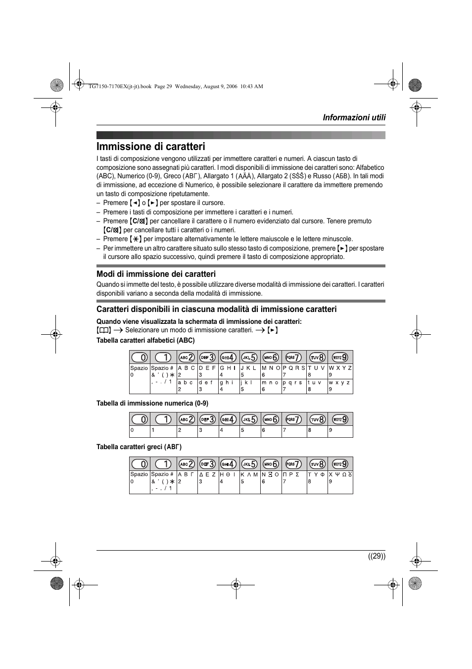 Immissione di caratteri | Panasonic KXTG7150EX User Manual | Page 137 / 216