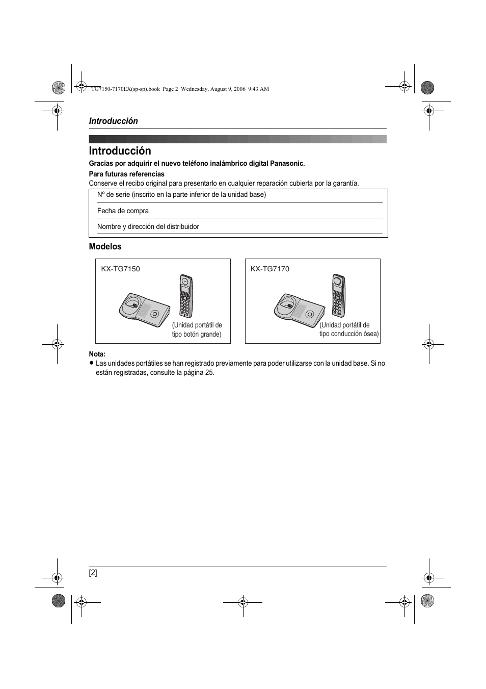 Introducción | Panasonic KXTG7150EX User Manual | Page 146 / 216