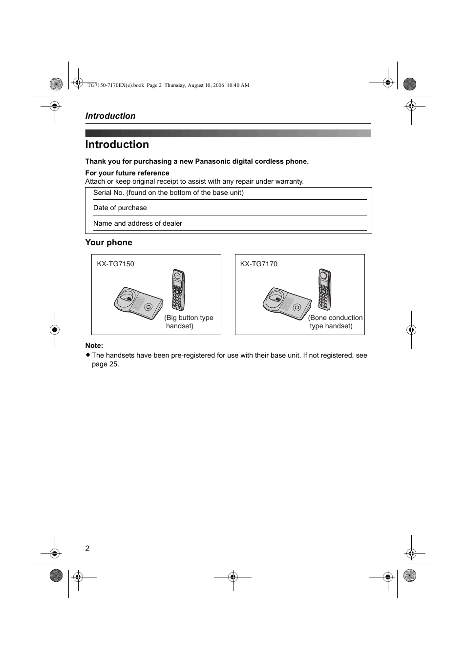 Introduction, Einführung, Introduzione | Introducción, Ейубгщгч | Panasonic KXTG7150EX User Manual | Page 2 / 216