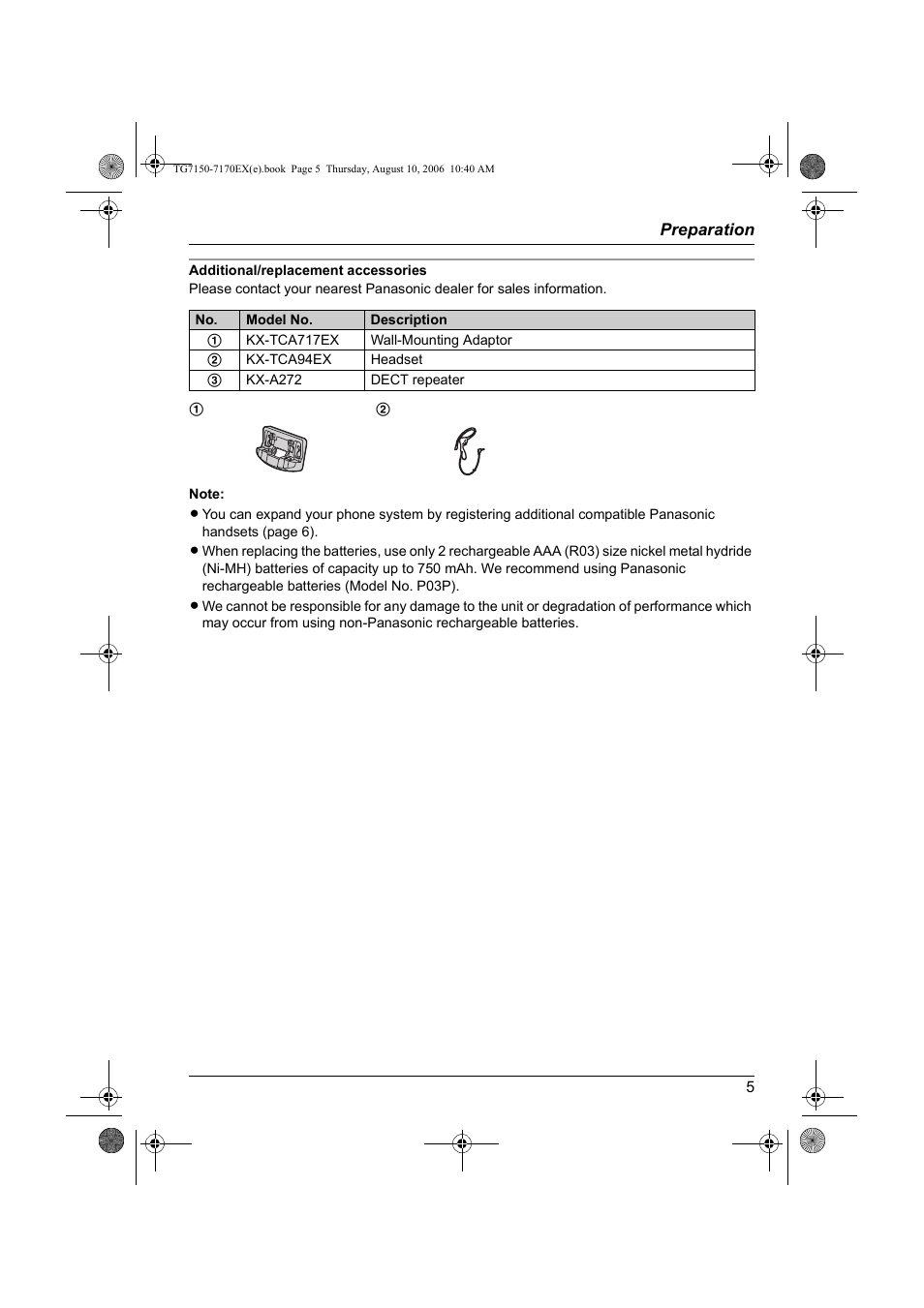 Panasonic KXTG7150EX User Manual | Page 5 / 216