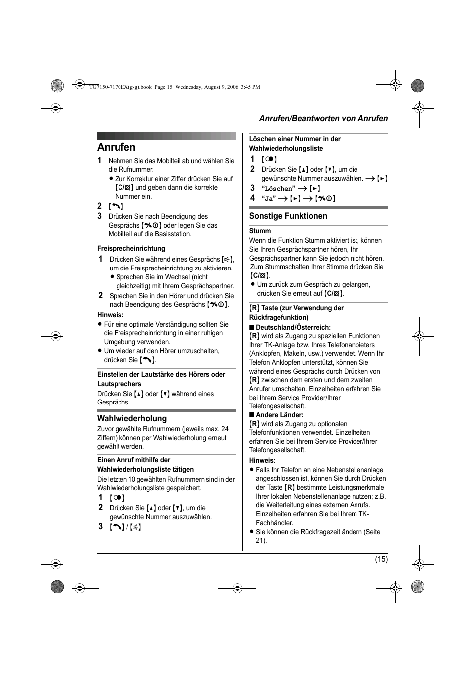 Anrufen/beantworten von anrufen, Anrufen, Appeler un correspondant/répondre à un appel | Appeler un correspondant, Composizione di chiamate, Hacer/responder llamadas, Realizar llamadas | Panasonic KXTG7150EX User Manual | Page 51 / 216