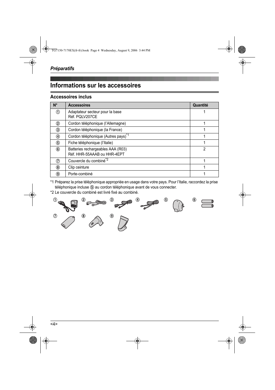 Informations sur les accessoires | Panasonic KXTG7150EX User Manual | Page 76 / 216