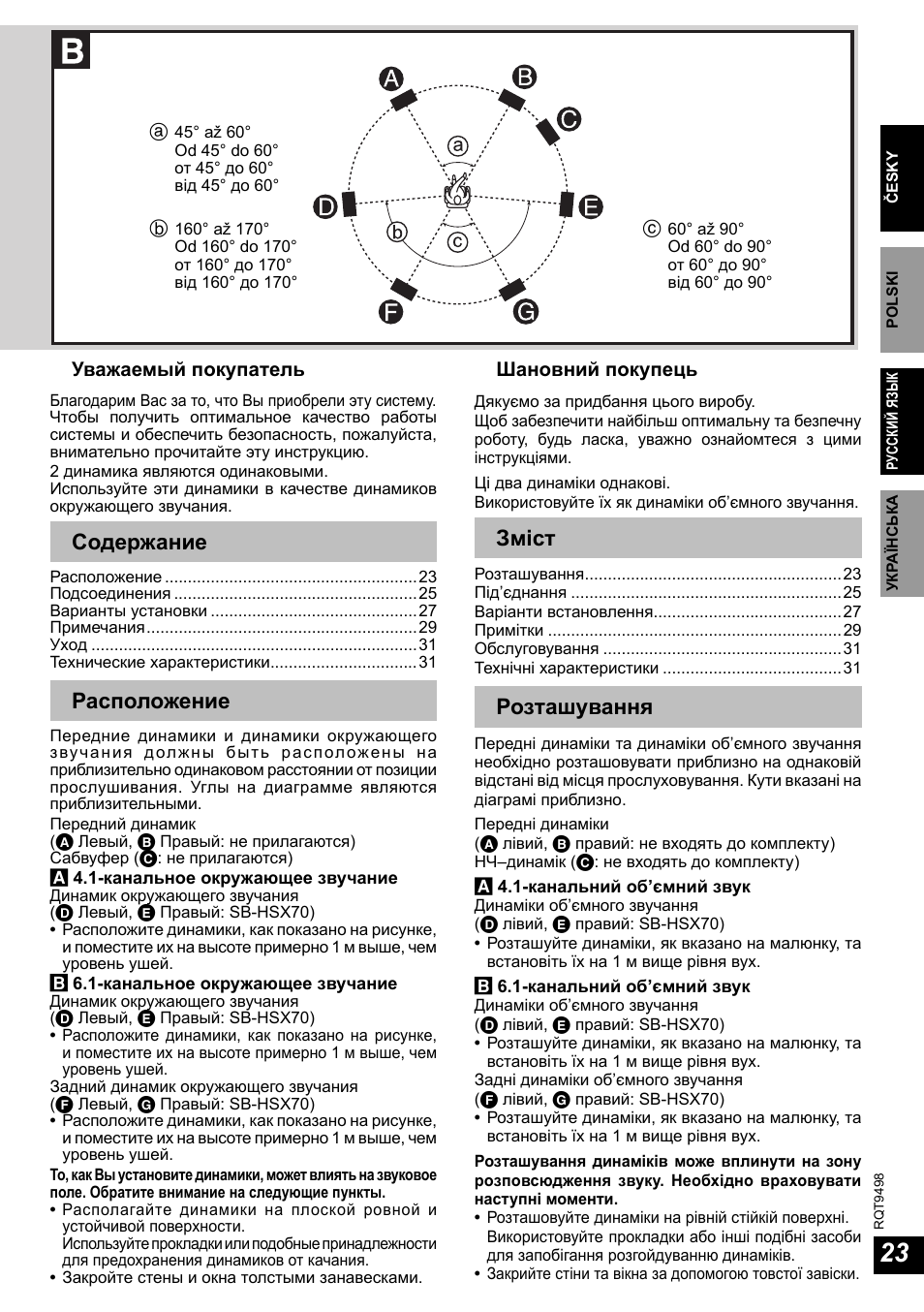 Panasonic SBHSX70 User Manual | Page 23 / 32