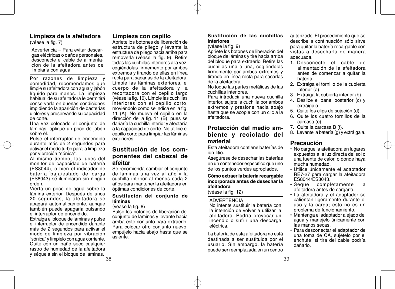 Panasonic ES8043 User Manual | Page 20 / 57