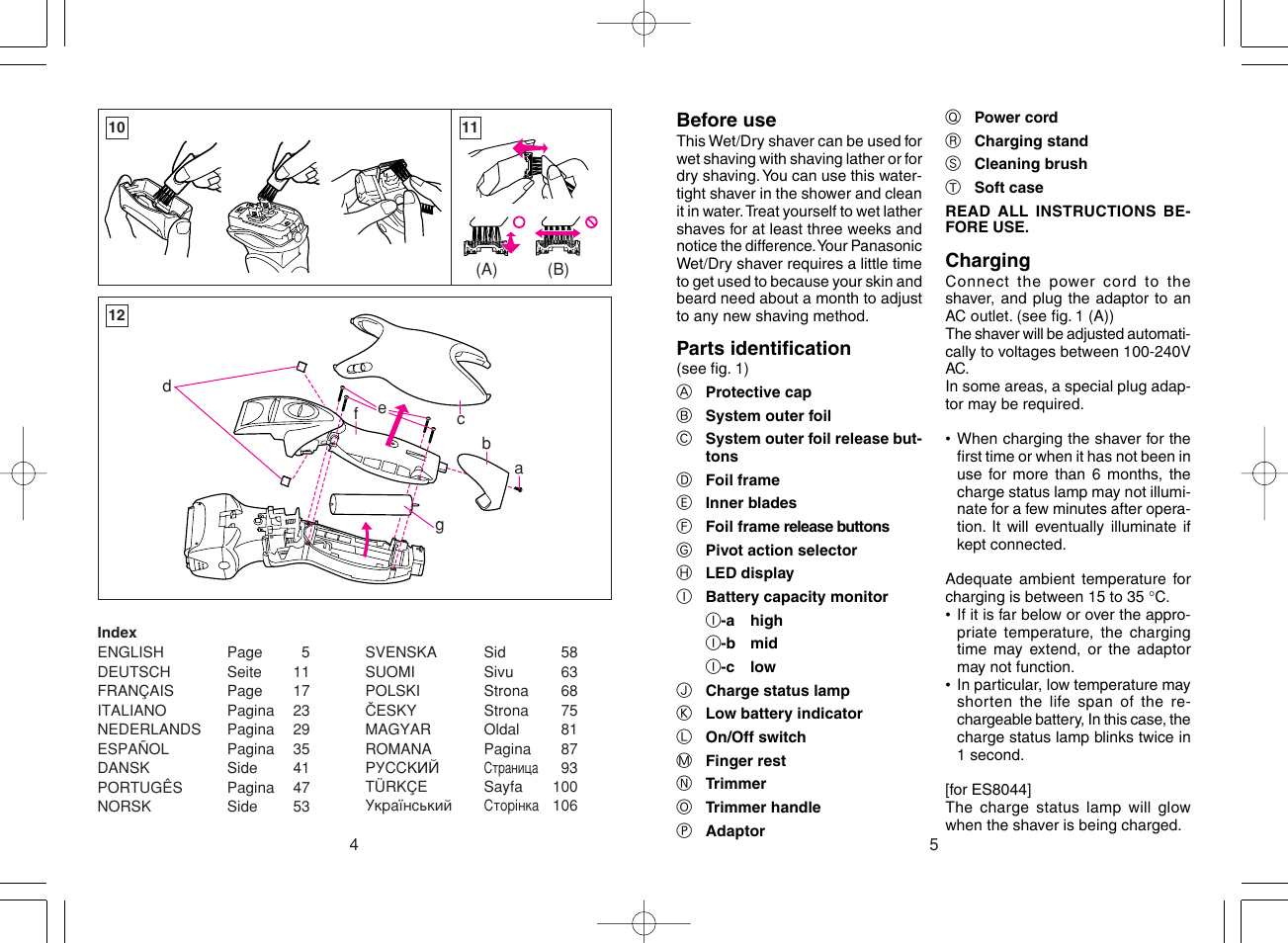 Panasonic ES8043 User Manual | Page 3 / 57