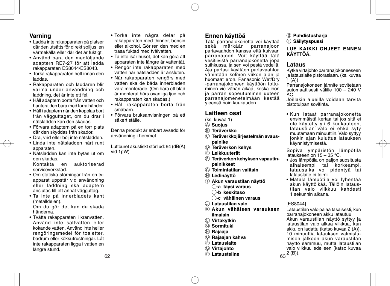 Panasonic ES8043 User Manual | Page 32 / 57