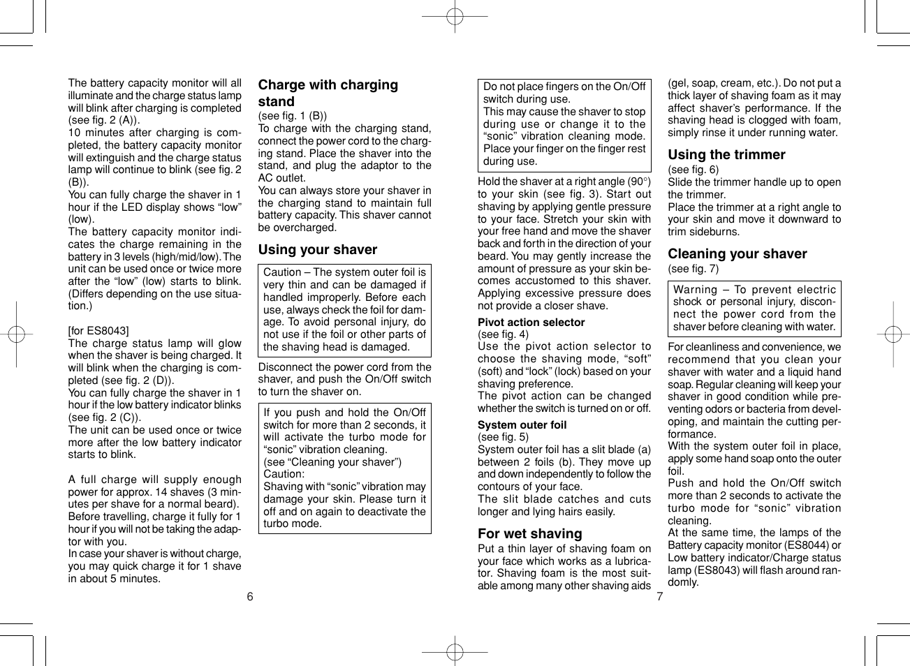 Panasonic ES8043 User Manual | Page 4 / 57