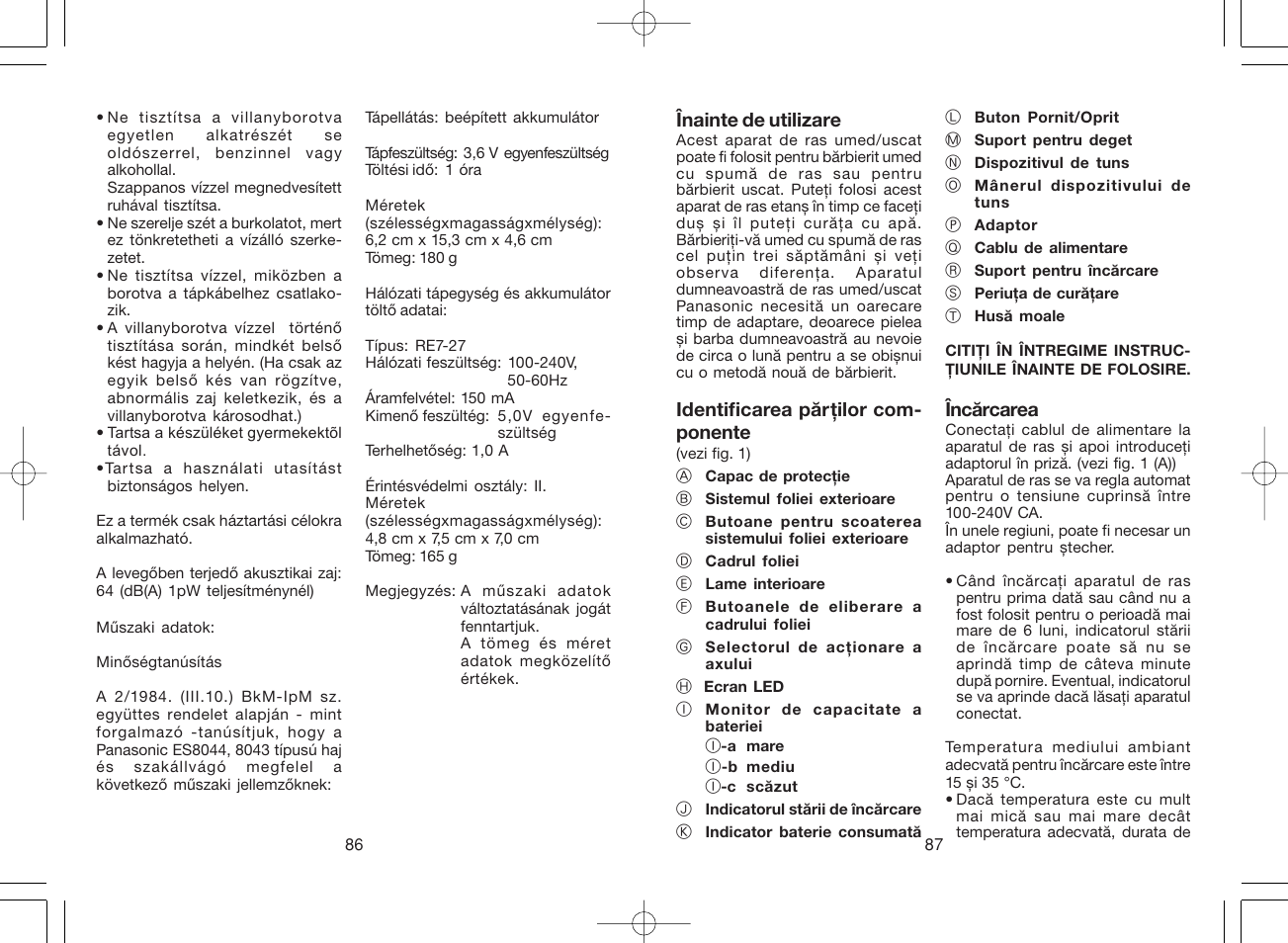 Panasonic ES8043 User Manual | Page 44 / 57