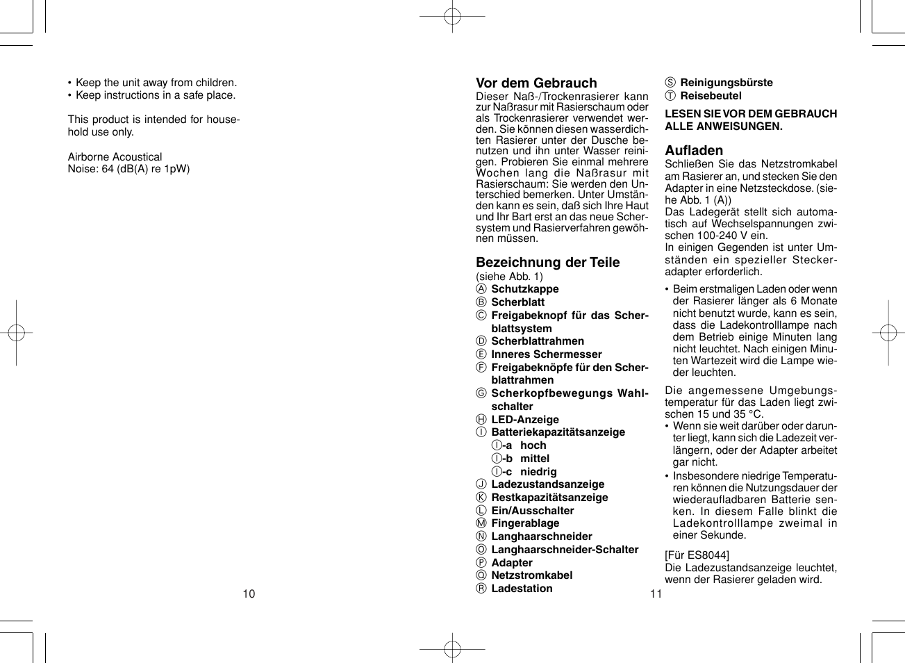 Panasonic ES8043 User Manual | Page 6 / 57