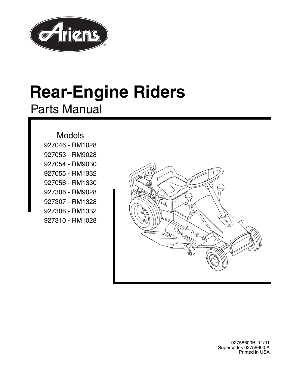Ariens 927055 - RM1332 User Manual | 28 pages