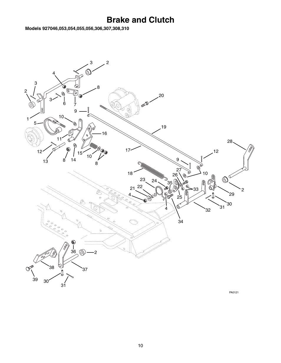 Brake and clutch | Ariens 927055 - RM1332 User Manual | Page 12 / 28