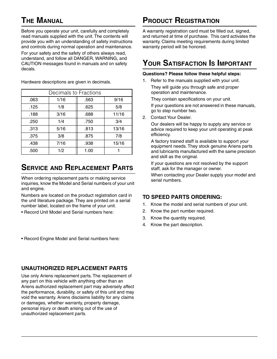 Ariens 927055 - RM1332 User Manual | Page 2 / 28