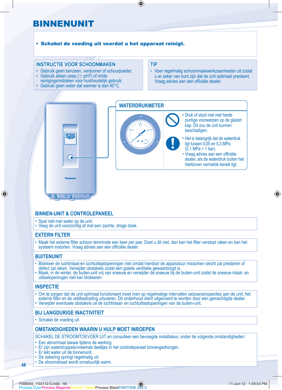Binnenunit | Panasonic WHSXF12D9E81 User Manual | Page 48 / 76