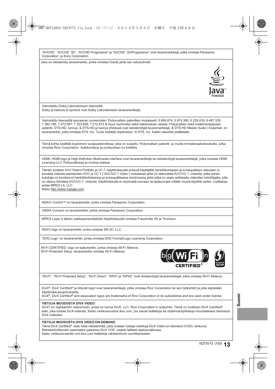 Panasonic DMPBDT320EG User Manual | Page 153 / 156