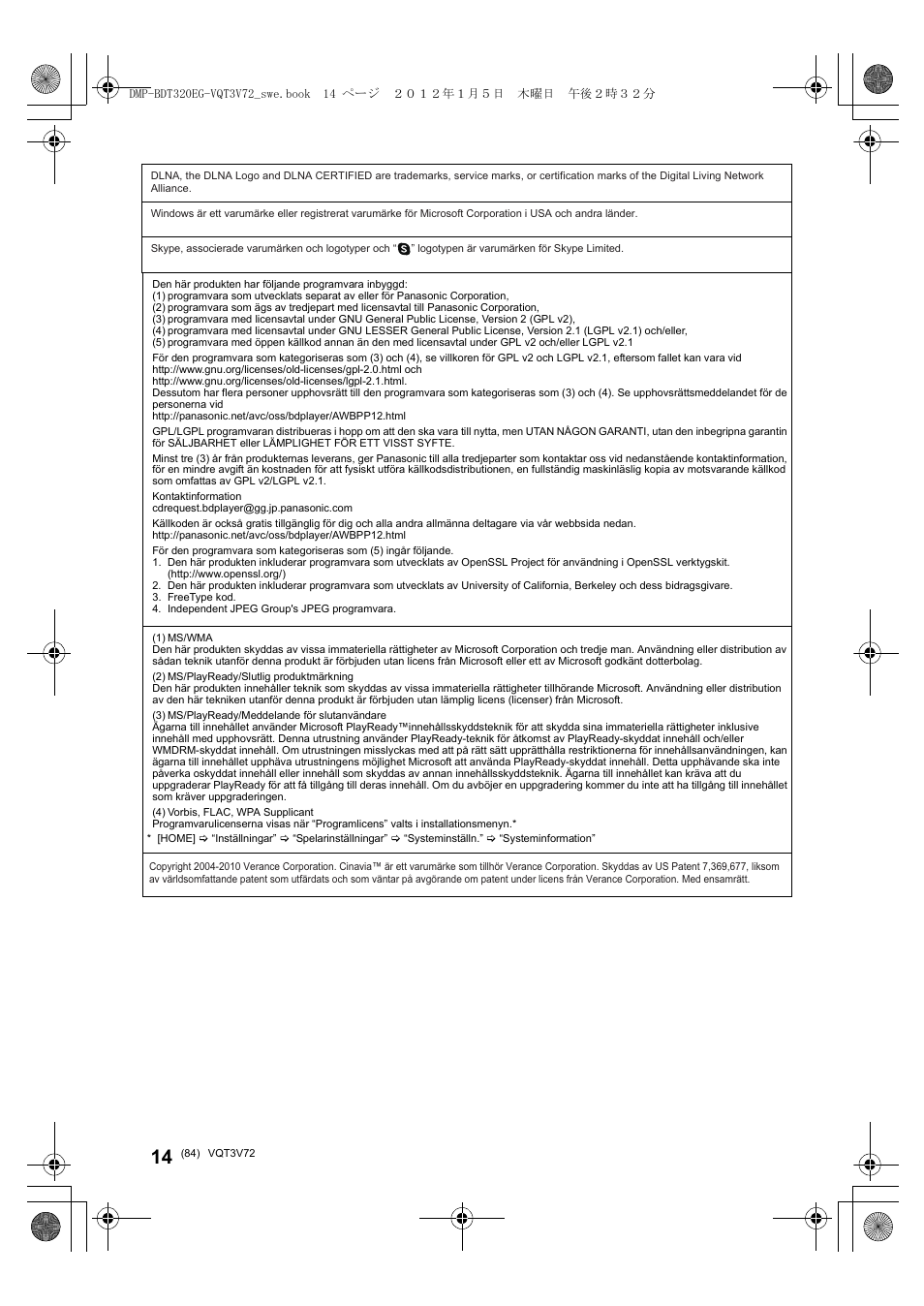 Panasonic DMPBDT320EG User Manual | Page 84 / 156