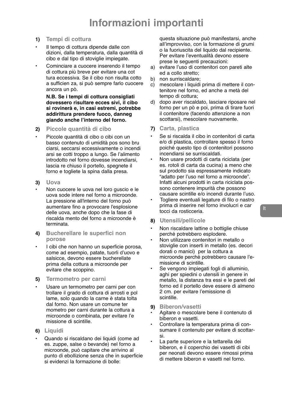 Informazioni importanti | Panasonic NNJ169MMWPG User Manual | Page 100 / 374