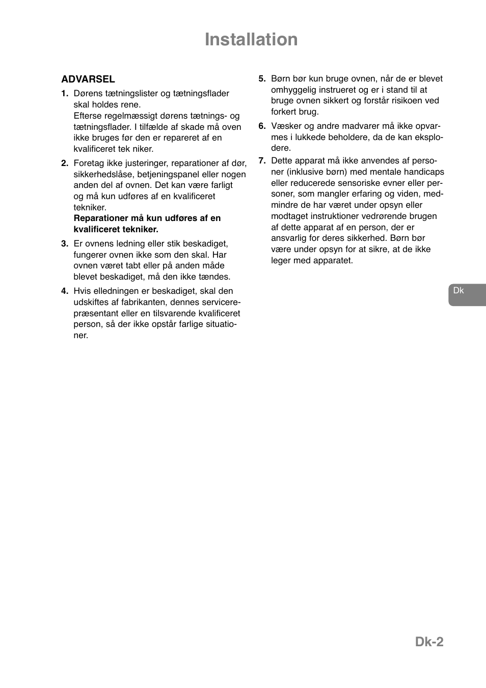 Installation, Dk-2 | Panasonic NNJ169MMWPG User Manual | Page 214 / 374