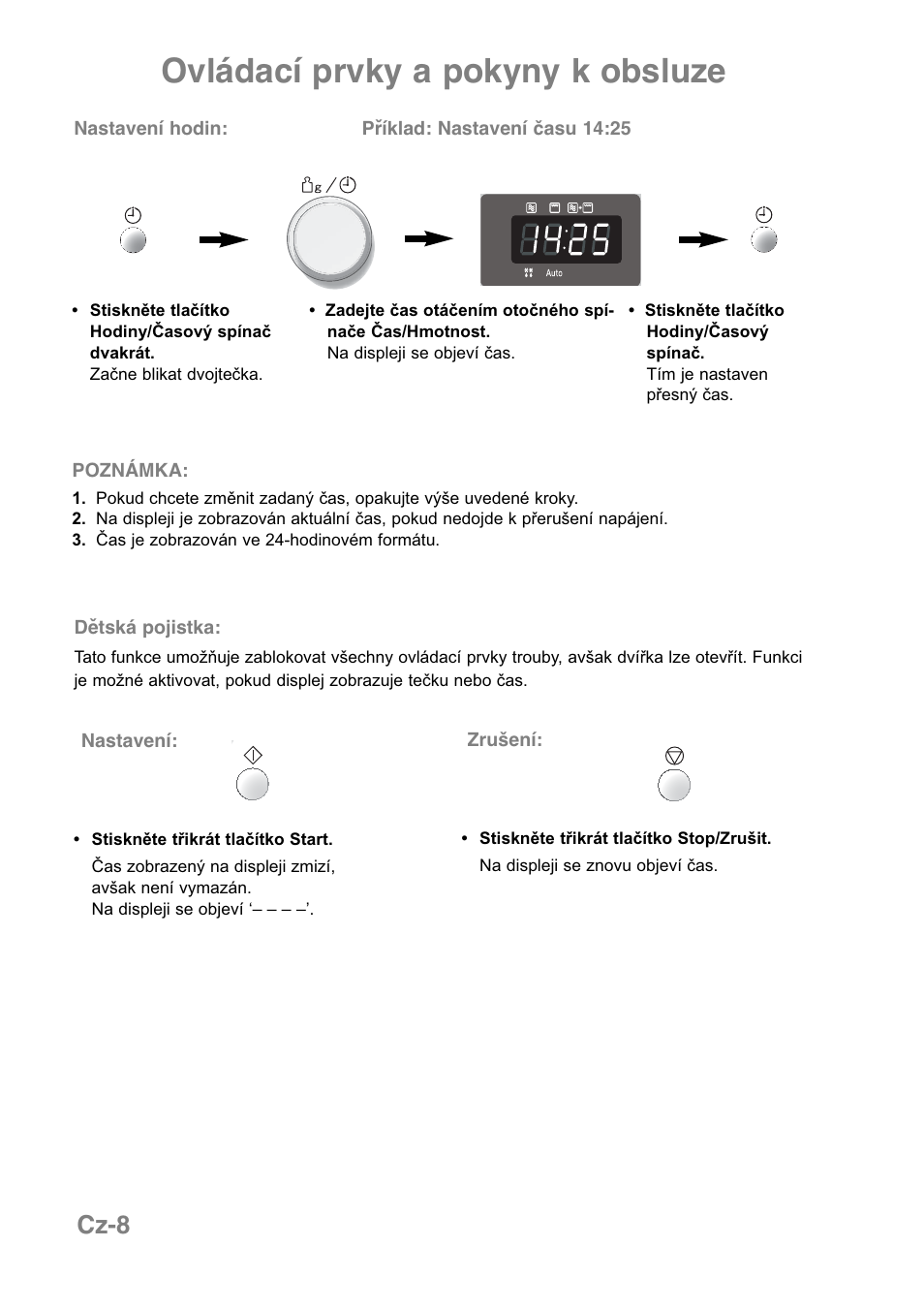 Ovládací prvky a pokyny k obsluze, Cz-8 | Panasonic NNJ169MMWPG User Manual | Page 289 / 374