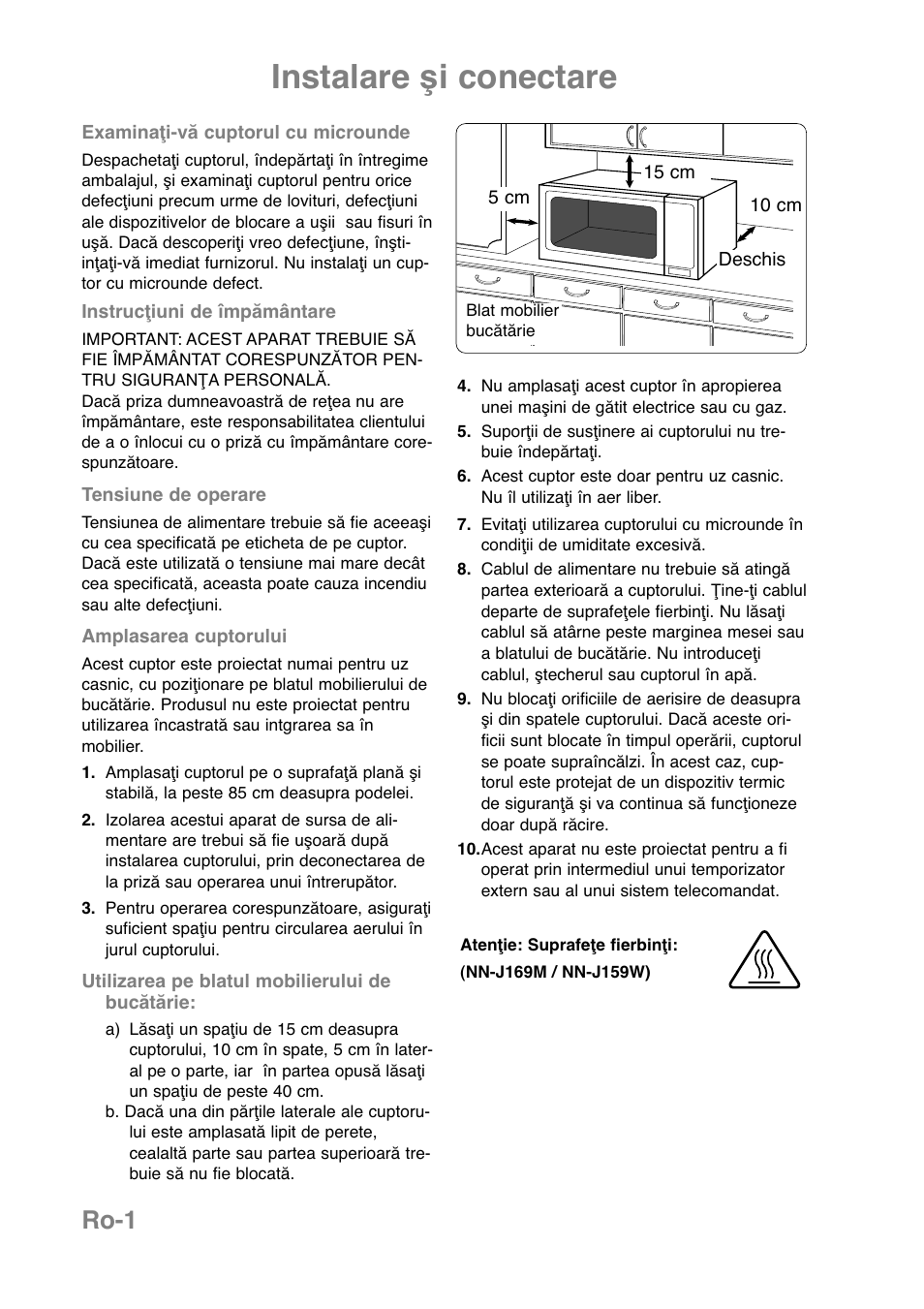 Instalare şi conectare, Ro-1 | Panasonic NNJ169MMWPG User Manual | Page 330 / 374