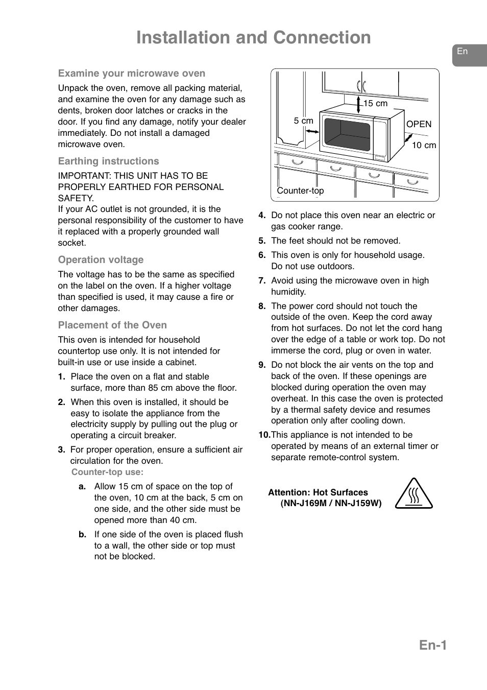 Installation and connection, En-1 | Panasonic NNJ169MMWPG User Manual | Page 4 / 374