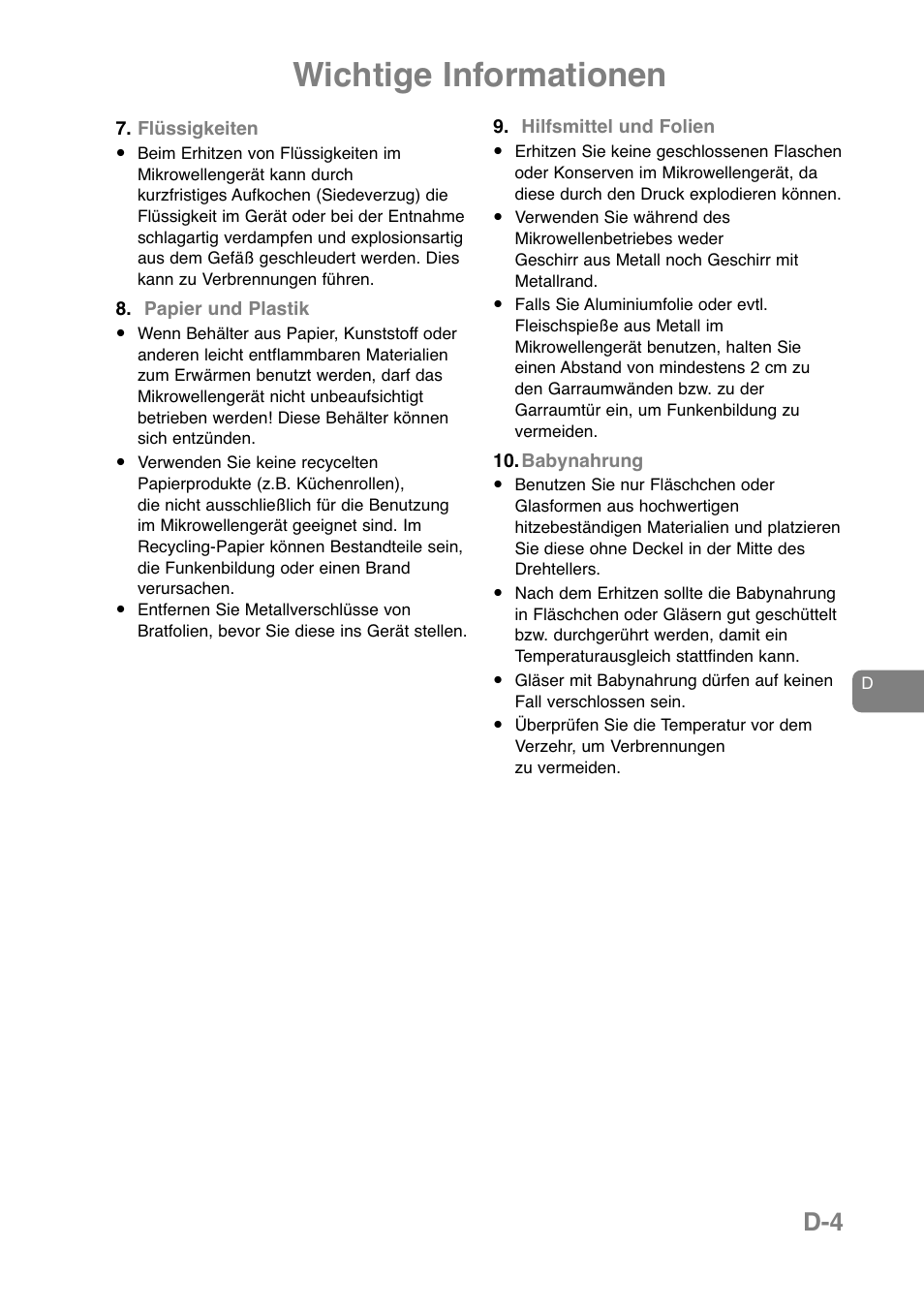 Wichtige informationen | Panasonic NNJ169MMWPG User Manual | Page 53 / 374