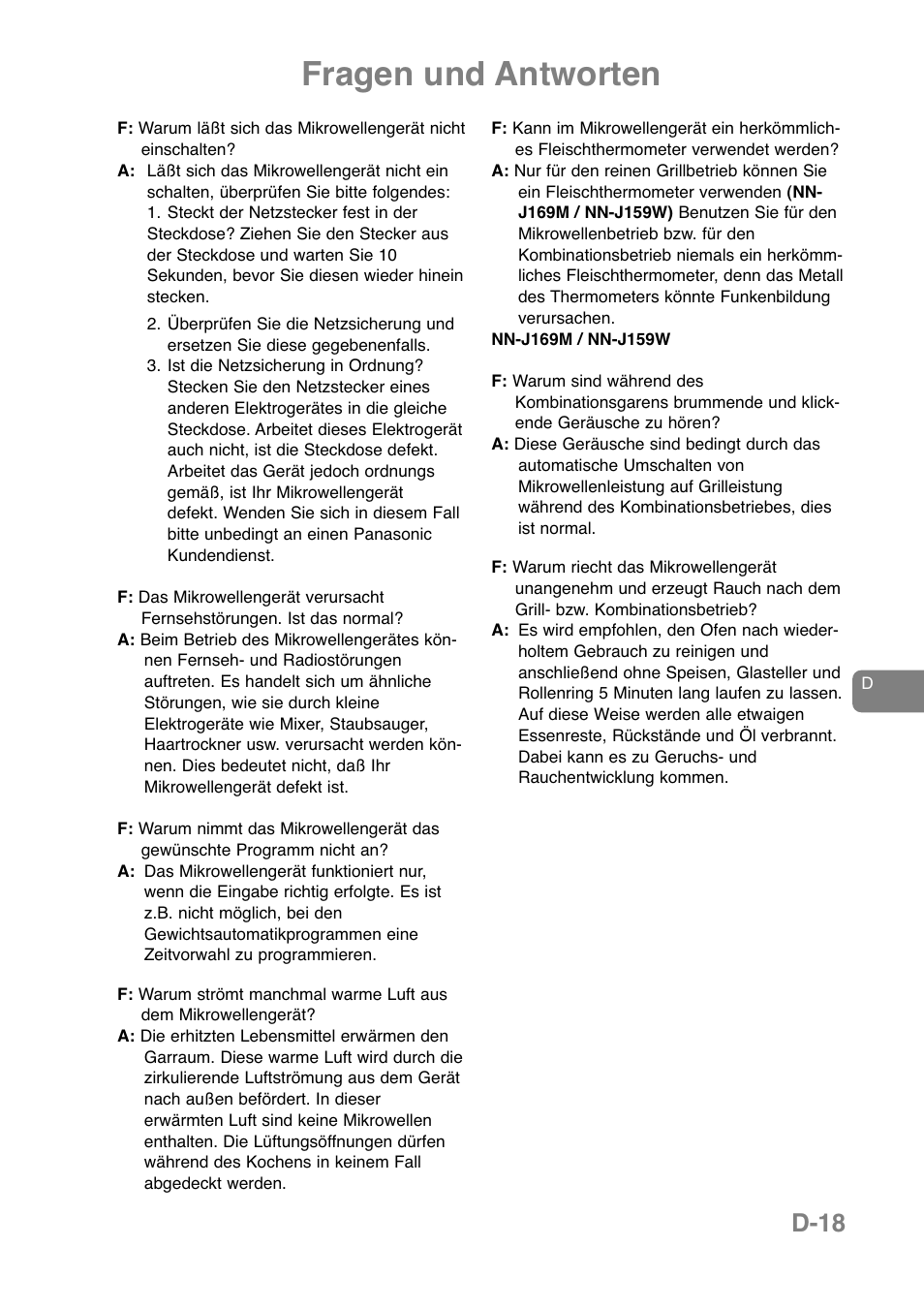 Fragen und antworten, D-18 | Panasonic NNJ169MMWPG User Manual | Page 67 / 374