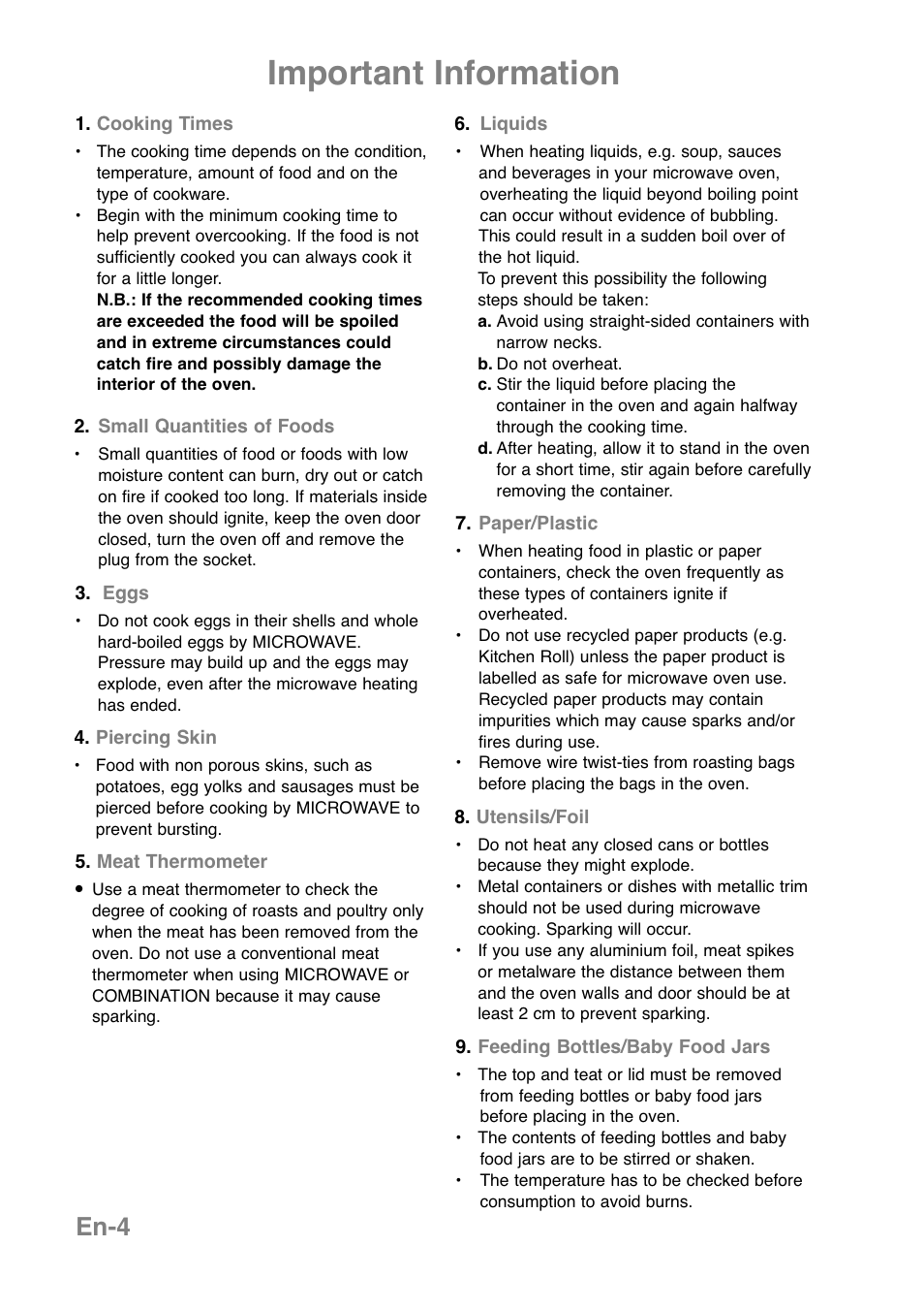 Important information, En-4 | Panasonic NNJ169MMWPG User Manual | Page 7 / 374