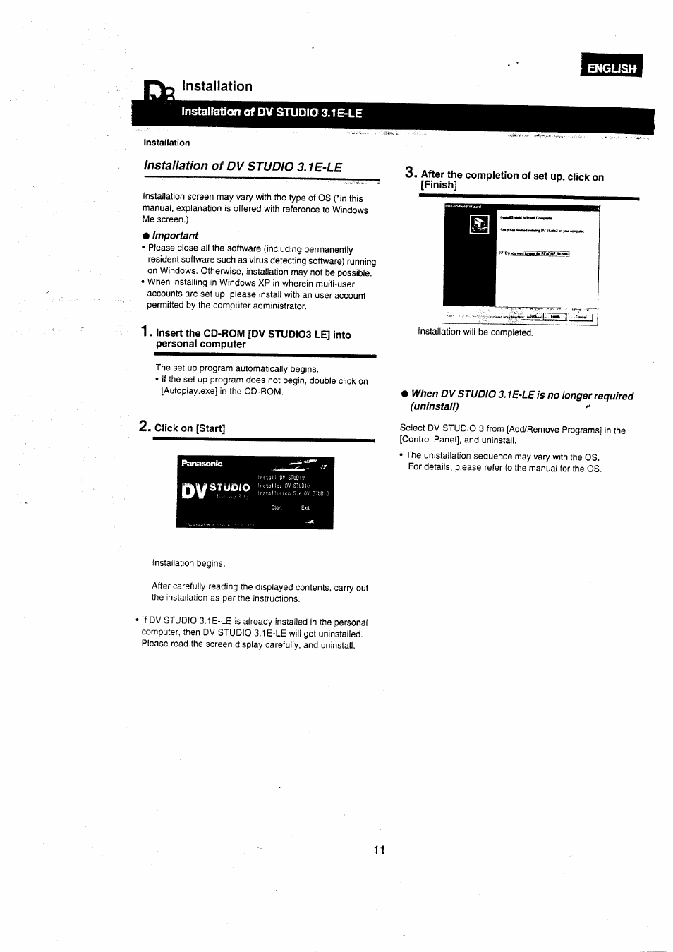 After the completion of set up, click on [finish, Click on [start | Panasonic VWDTA29 User Manual | Page 10 / 31