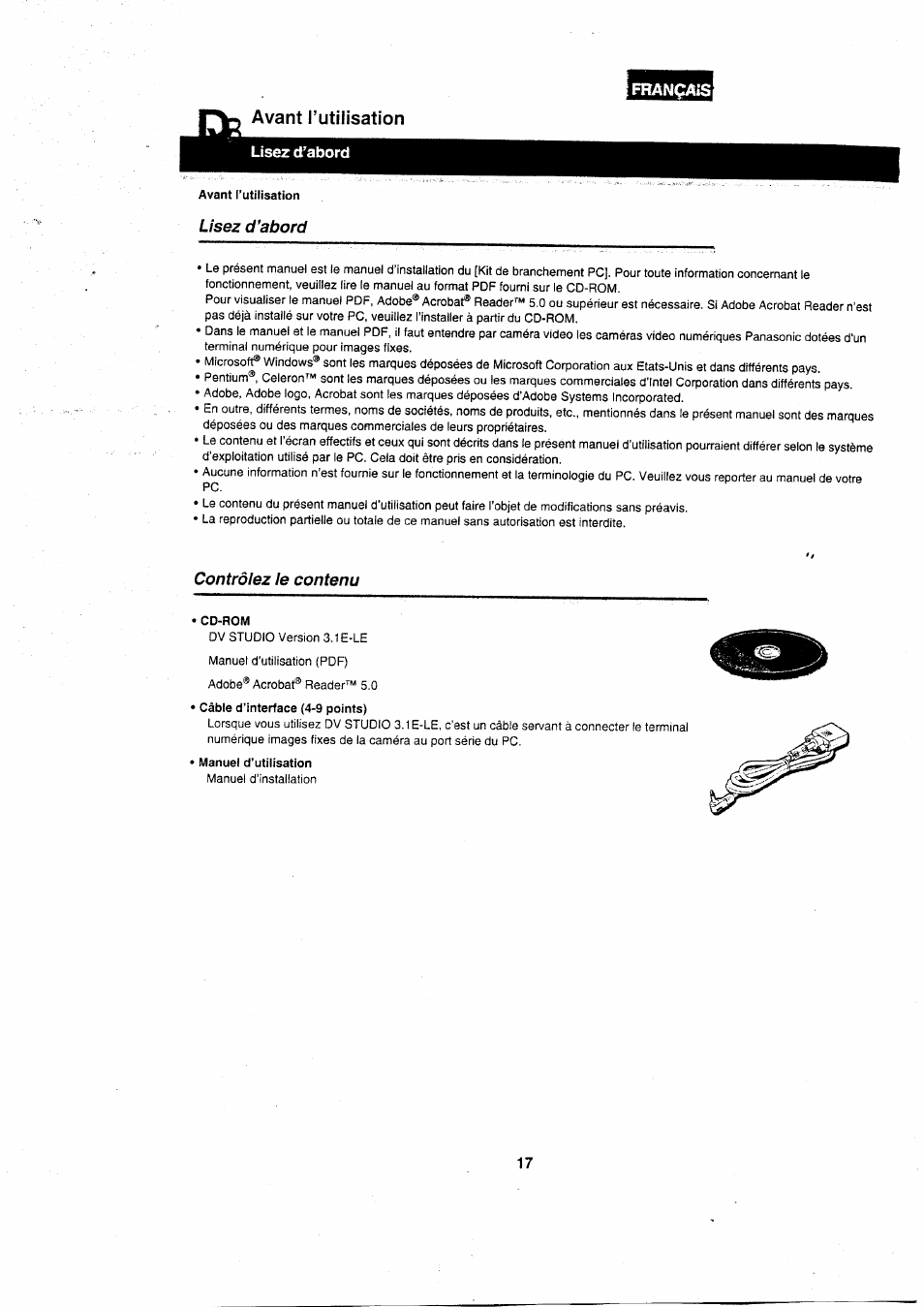 Avant l’utilisation lisez d'abord | Panasonic VWDTA29 User Manual | Page 16 / 31