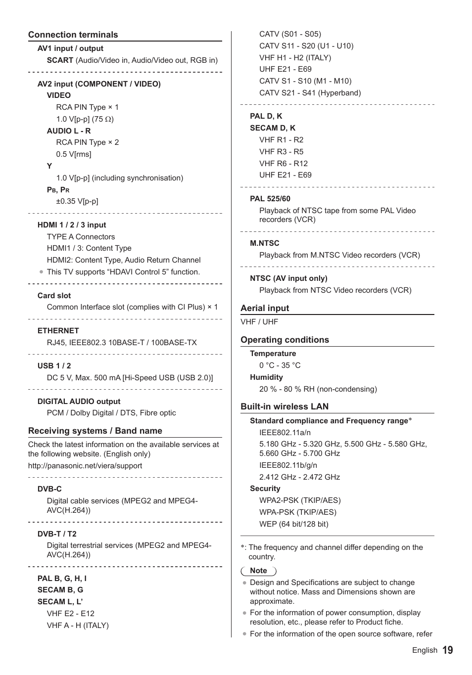 Panasonic TX39AS600YW User Manual | Page 19 / 68