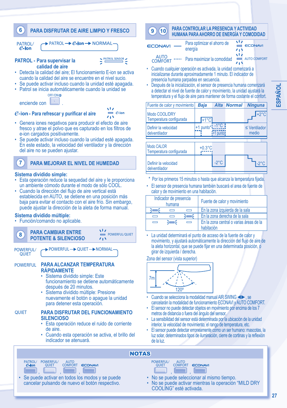Esp añol | Panasonic CSE18MKEW User Manual | Page 27 / 64
