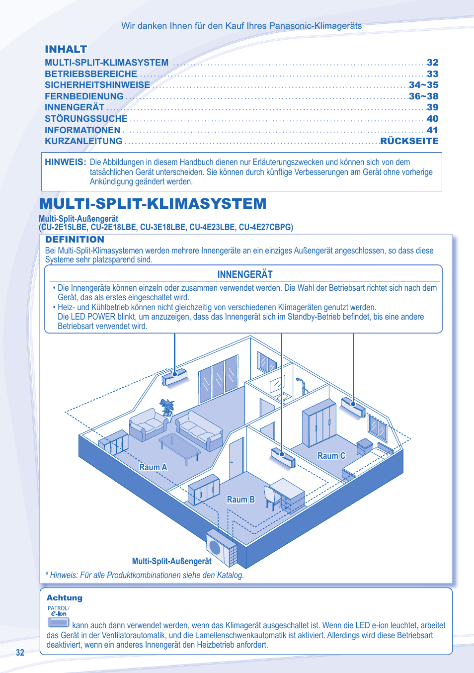 Multi-split-klimasystem | Panasonic CSE18MKEW User Manual | Page 32 / 64
