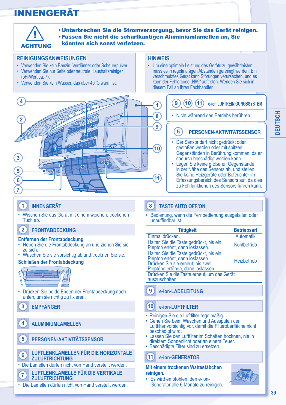 Innengerät | Panasonic CSE18MKEW User Manual | Page 39 / 64