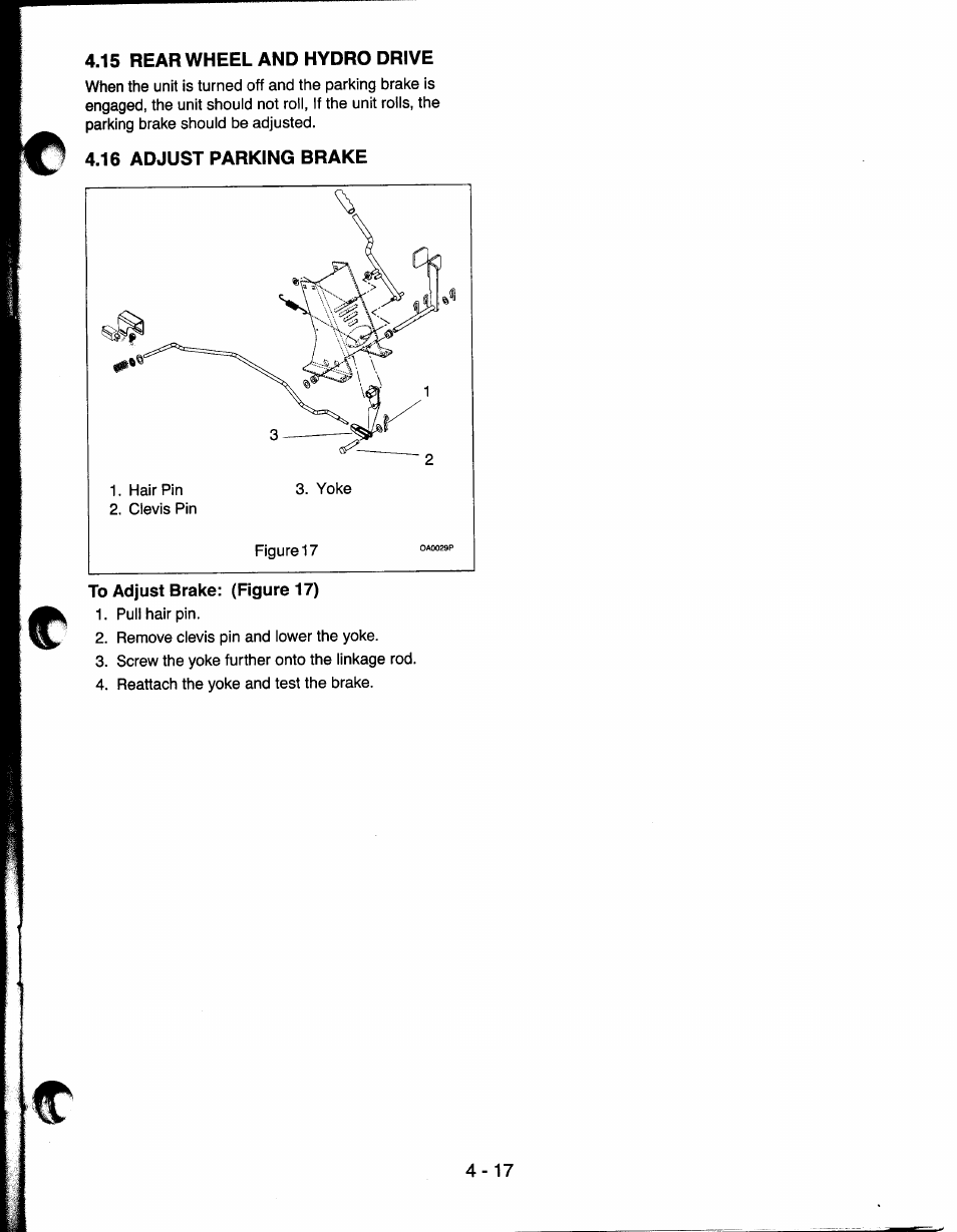 15 rear wheel and hydro drive, 16 adjust parking brake, 15 rear wheel and hydro drive -17 | 16 adjust parking brake -17 | Ariens 927065 User Manual | Page 17 / 44