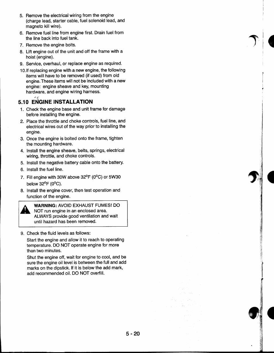 10 engine installation, 10 engine installation -20 | Ariens 927065 User Manual | Page 20 / 44