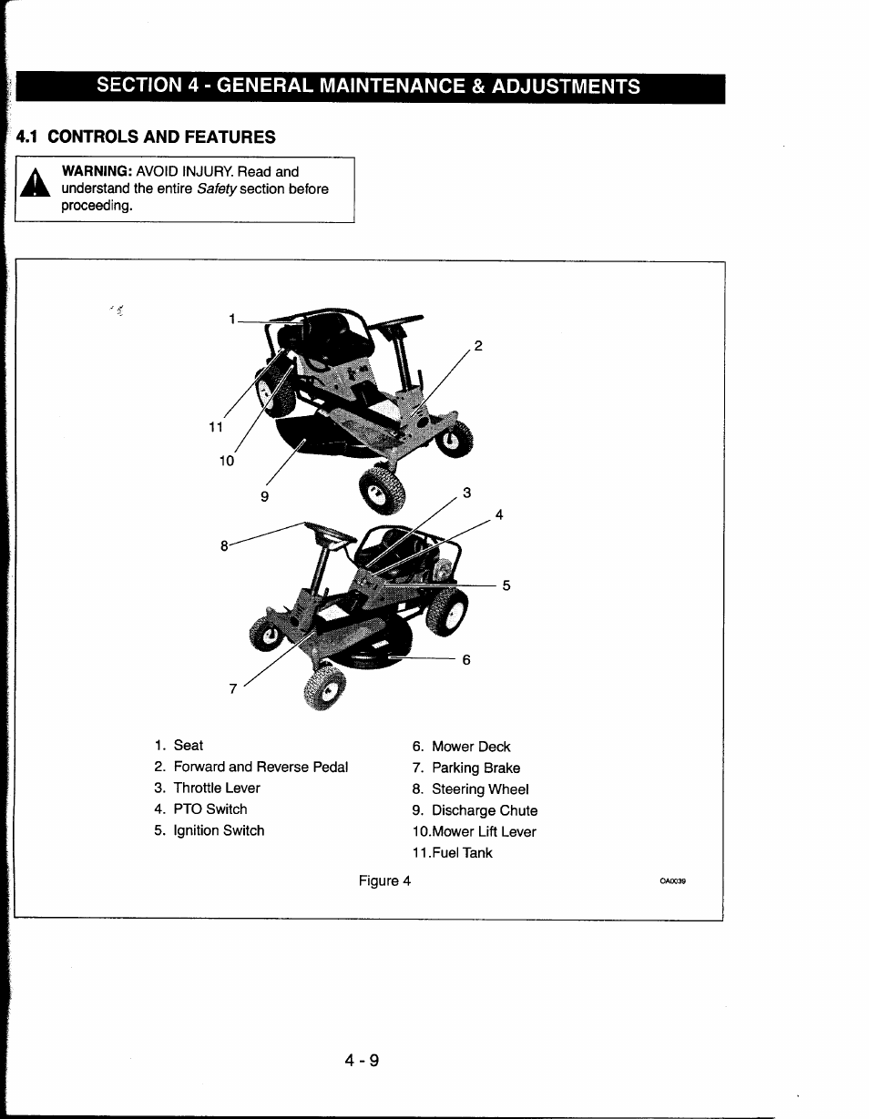 1 controls and features | Ariens 927065 User Manual | Page 9 / 44