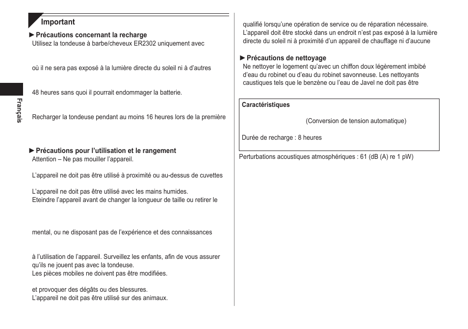 Panasonic ER2302 User Manual | Page 12 / 100