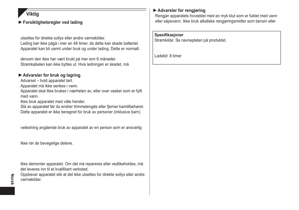 Panasonic ER2302 User Manual | Page 42 / 100